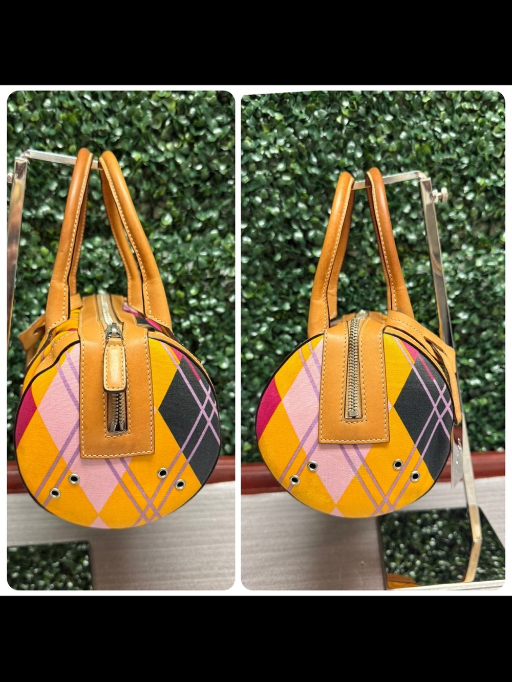 Dior Multicolor Coated Canvas and Harlequin Leather Argyle Mini Boston Bag - Picture 6 of 11